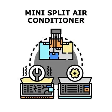Mini split air conditioner system repair and service Stock Illustration