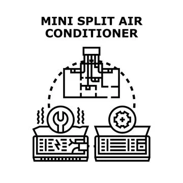 Mini split air conditioner system repair and service Stock-Illustration