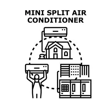 Mini split air conditioner system installation and service Stock-Illustration