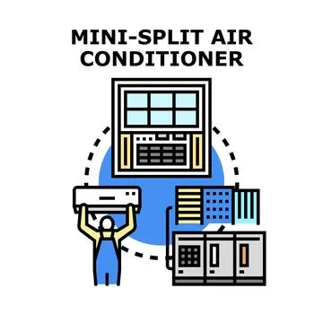 Mini split air conditioner system installation and service Stock Illustration