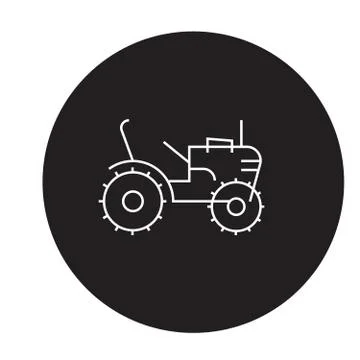 Mini tractor black vector concept icon. Mini tractor flat illustration, sign Stock Illustration
