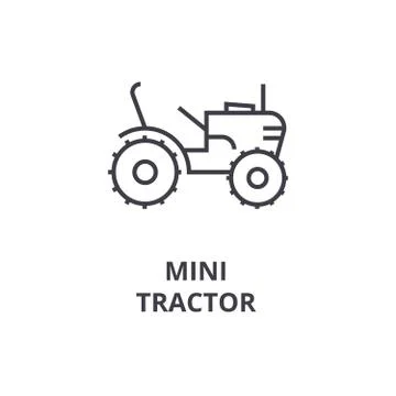 Mini tractor vector line icon, sign, illustration on background, editable Stock Illustration