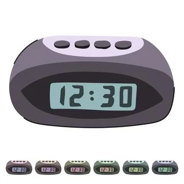 Mini travel alarm clock vector cartoon graphic Stock Illustration