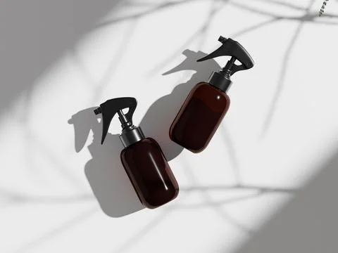 Mini trigger spray bottle mockup, small cylindrical PET plastic sprayer Stock Illustration
