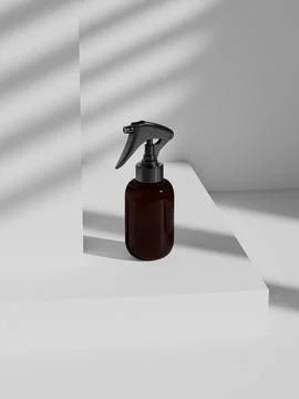 Mini trigger spray bottle mockup, small cylindrical PET plastic sprayer Stock Illustration