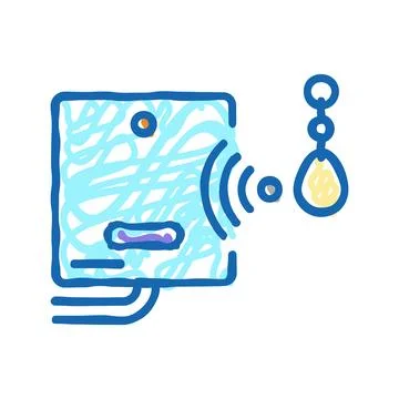 Mini trinket with rfid chip icon doodle illustration Stock-Illustration