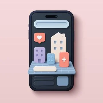Mini UI world mobile app concept Stock Illustration