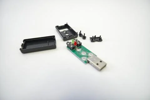 Mini USB Controller Open Showing Electronic Circuit Stock-Fotos