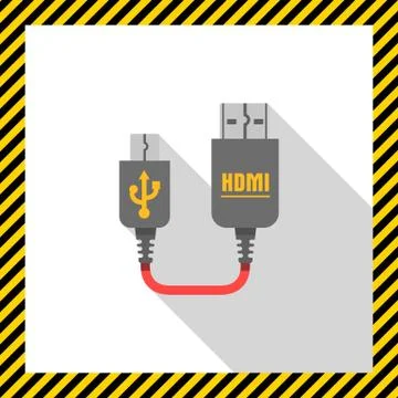 Mini USB to HDMI cable Stock Illustration
