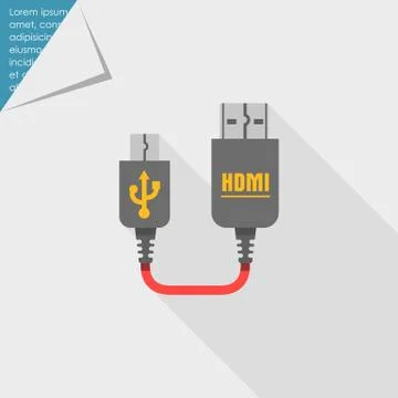 Mini USB to HDMI cable 스톡 일러스트