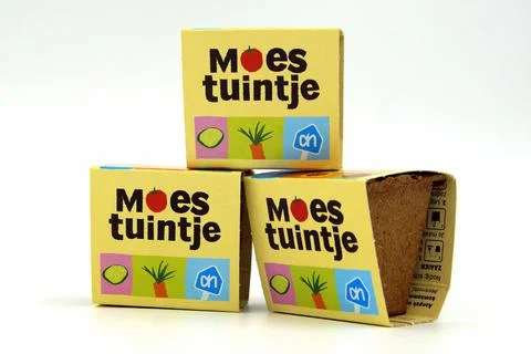 Mini vegetable gardens gift from Dutch grocery store Albert Heijn Stock Photos