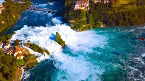 Mini waterfall in a lake 4K Stock Footage 307085073