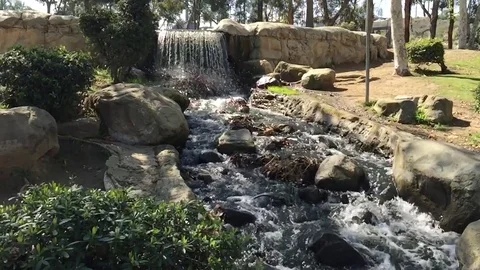 Mini Waterfall in Park Stock Footage 75821051