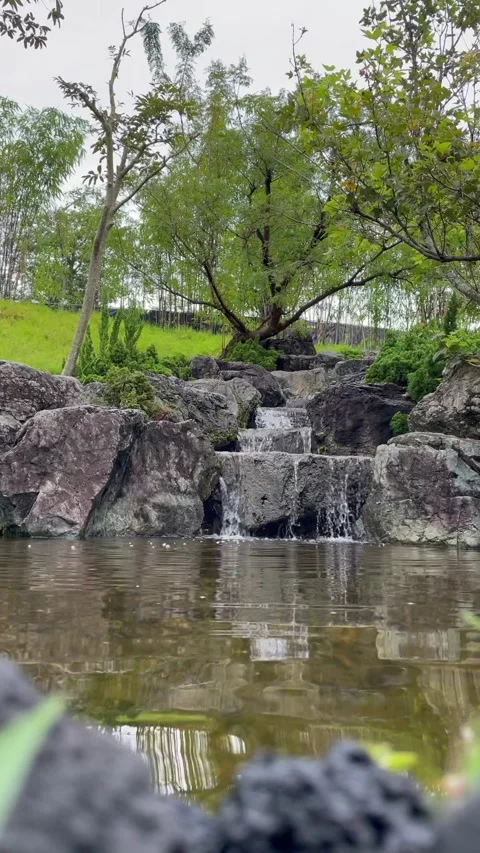 Mini Waterfall Pond Stock Footage 258655784