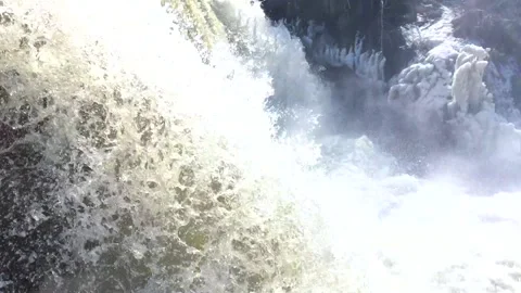 Mini Waterfall Springs Peacefully Dripping Close up shot of water falling on a Stock Footage 153151505