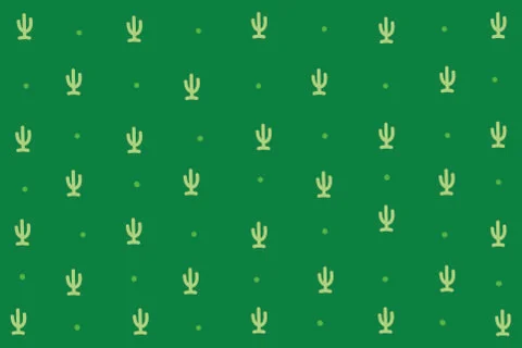 Miniature cactuses on green background Stock Illustration