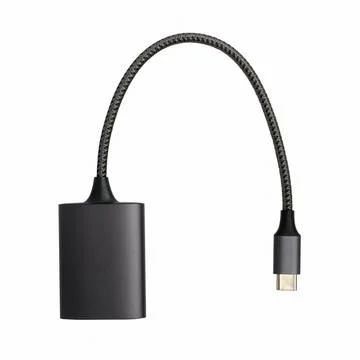 Miniature card reader with cord type-c isolated on white background, top view Stock Photos