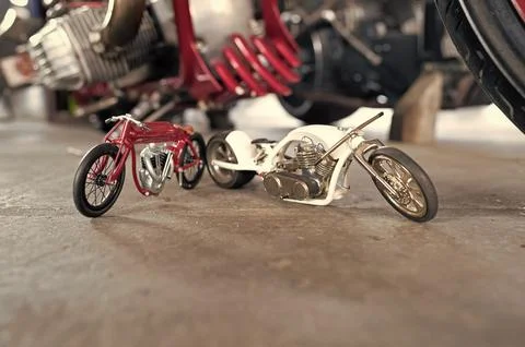Miniature of classic custom custombikes custom motorcycles or choppers toy Stock Photos