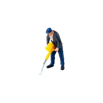 Miniature construction worker  isolate on white background with clipping path Stock Photos