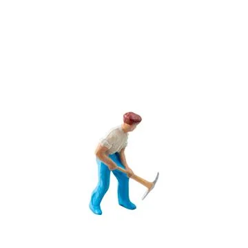 Miniature construction worker  isolate on white background with clipping path Stock Photos