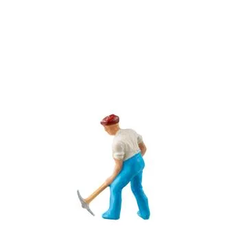Miniature construction worker  isolate on white background with clipping path Stock Photos