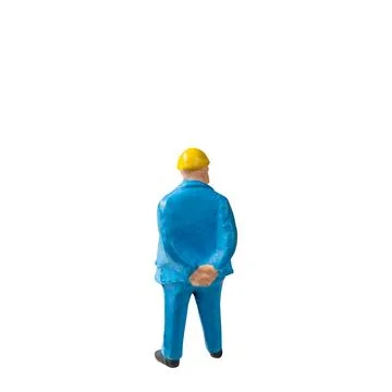 Miniature construction worker  isolate on white background with clipping path Stock Photos