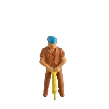 Miniature construction worker  isolate on white background with clipping path Stock Photos