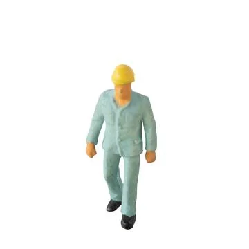 Miniature construction worker  isolate on white background with clipping path Stock Photos