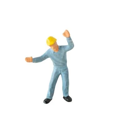 Miniature construction worker  isolate on white background with clipping path Stock Photos