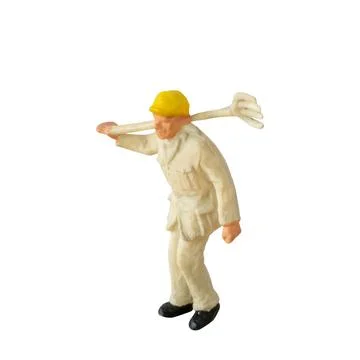 Miniature construction worker  isolate on white background with clipping path Stock Photos
