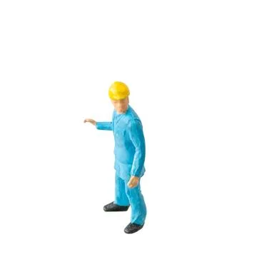 Miniature construction worker  isolate on white background with clipping path Stock Photos