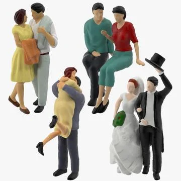 Miniature Couples in Love 3D Model
