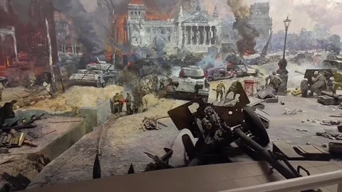Miniature Diorama of the Fall of Berlin and Reichstag at Victory Museum Stock Footage 343632422