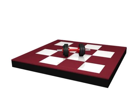 Miniature dumbbell on chessboard. Stock Illustration