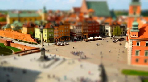 Miniature effect - Old Town in Warsaw, Poland Stock Footage 49680260