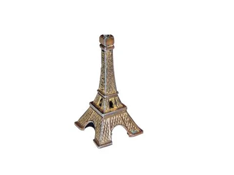Miniature Eiffel Tower isolated on white Stock Photos