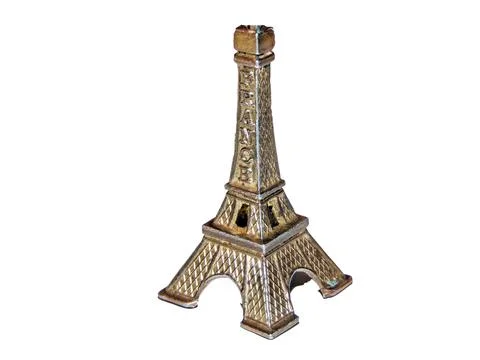 Miniature Eiffel Tower isolated on white Fotos de archivo
