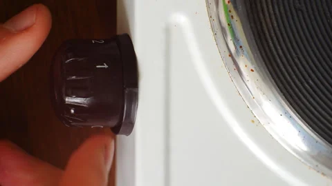 Miniature electric stove's on-off temperature controller. Close-up  Stock Footage 280565516