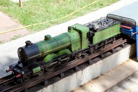 A miniature engineering live steam model railway steam locomotive Stock Photos