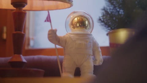 Miniature figurine of an astronaut Stock Footage 265434079