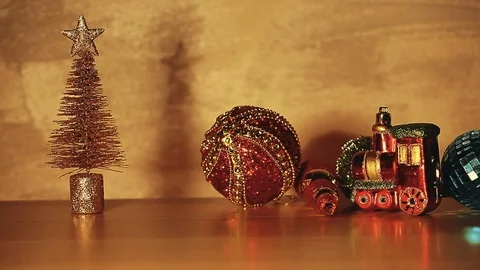 Miniature fir tree train table hd footage Stock Footage 119632492