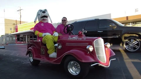 Miniature Fire Engine Truck and Dalmatian Dog Mascot Video stock 80871203