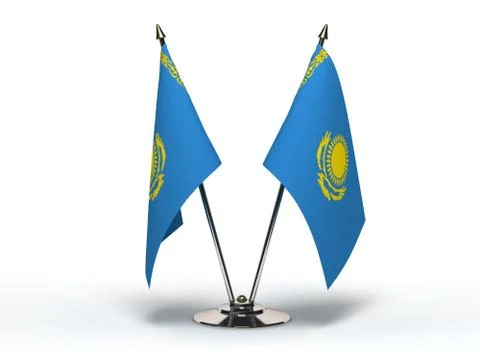 Miniature flag of kazakhstan (isolated) 스톡 사진