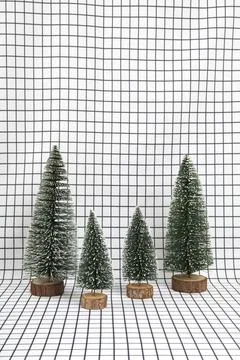 A miniature forest scene composed of several small christmas trees Stock Photos