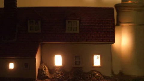 Miniature Light up House (Small Scale Diorama) Stock Footage 196890651