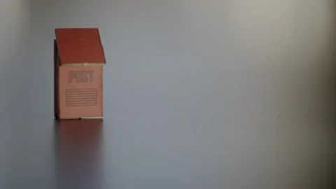 Miniature Mailbox left side of frame push in to in focus empty area for Stock Footage 272430070