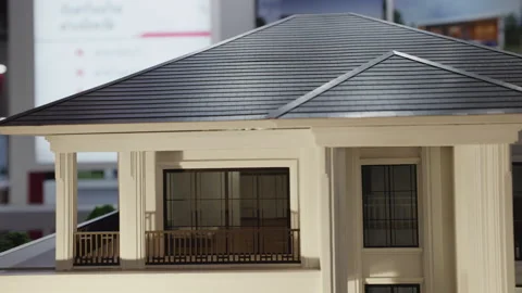 Miniature model of architectural house featuring balcony Video stock 310635581