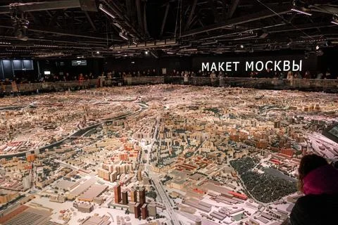 Miniature model capturing the detailed layout of Moscow showcasing historic Stock Photos