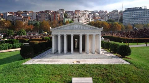 Miniature model of the Temple of Artemis in Miniaturk Park, Istanbul, Turkey Stock Footage 296420595