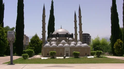 Miniature model of a turkish mosque Stock Footage 25587632